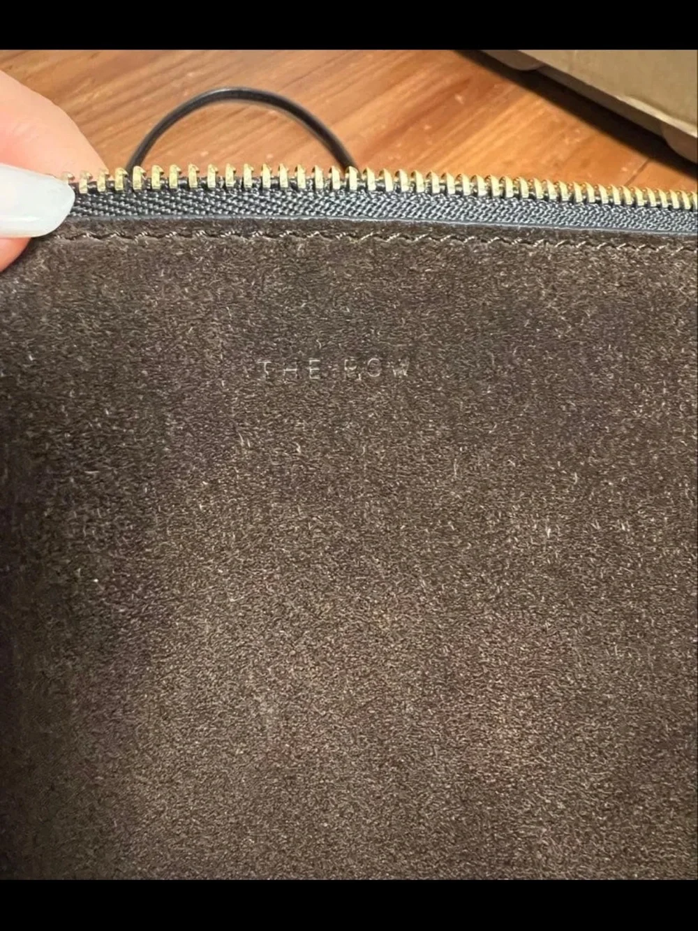 The Row Chocolate Suede Messenger Bag